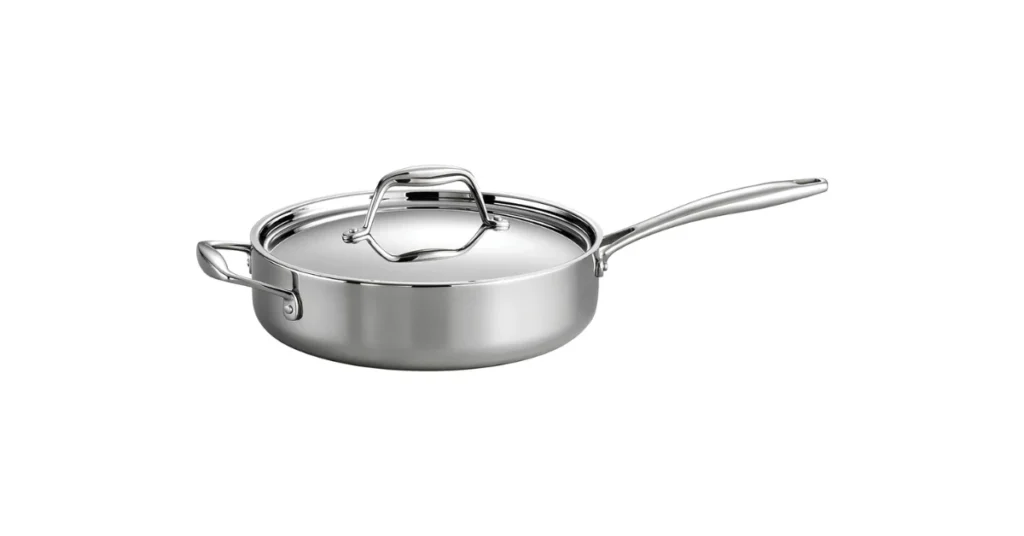 Tramontina Covered Deep Sauté Pan Stainless Steel Induction-Ready Tri-Ply Clad, 3-Quart