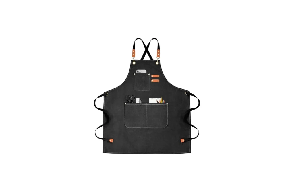Canvas Apron with 3 Pockets – Cross Back