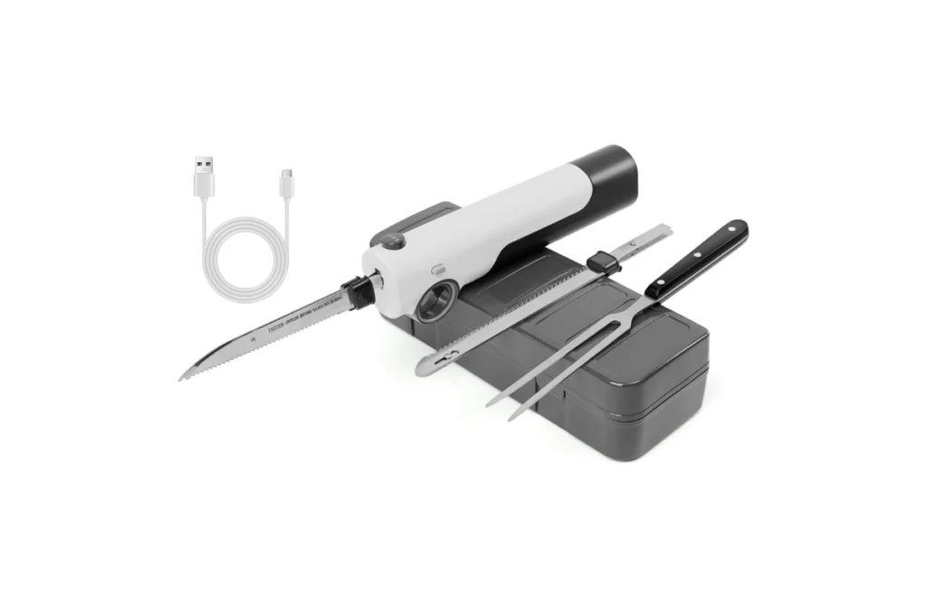 2. Cordless Electric Knife with Safety Feature + Serving Fork